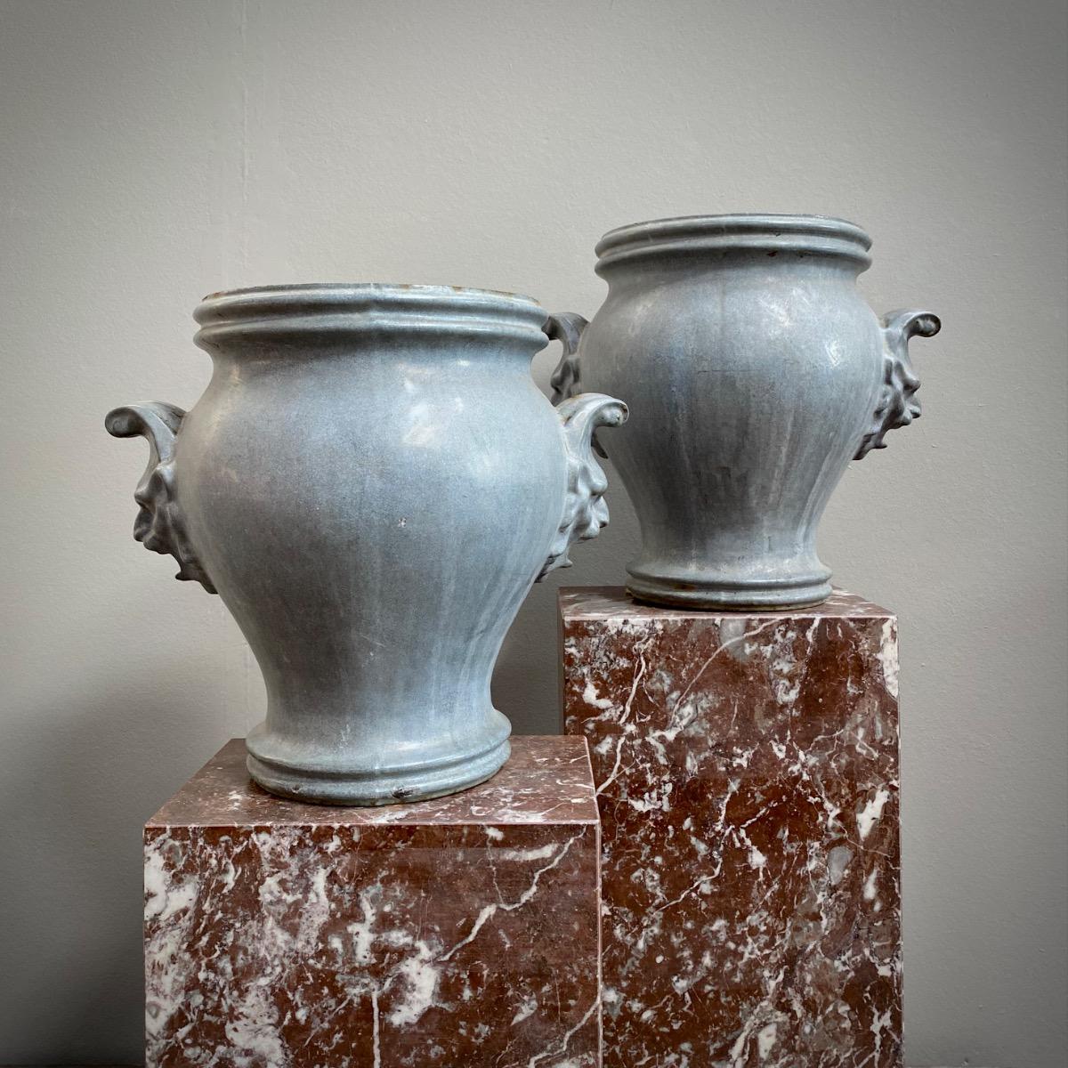 Paire of cast iron vases Rouen