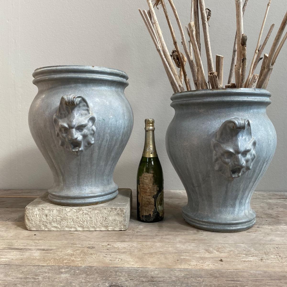 Paire of cast iron vases Rouen