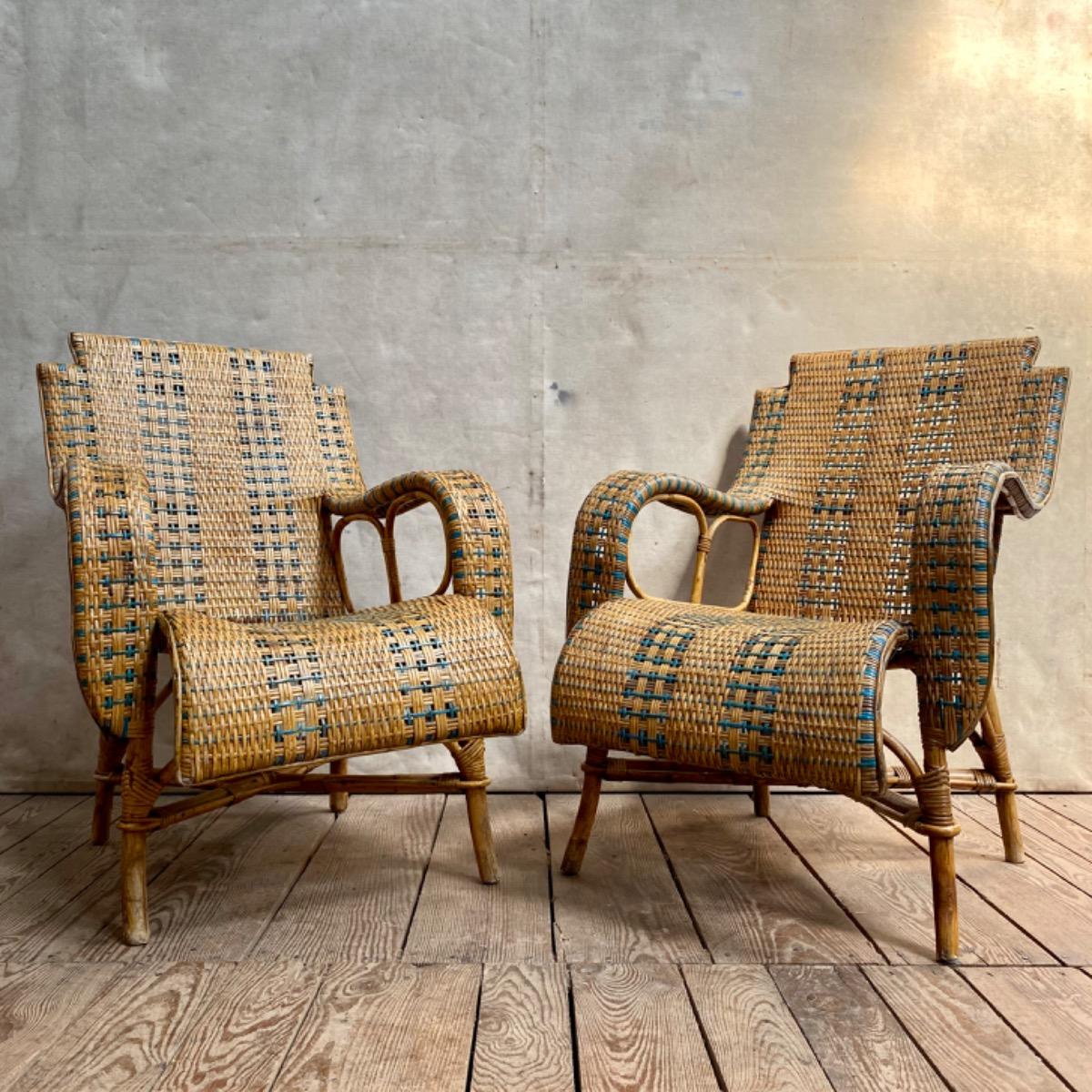 Rattan armchairs