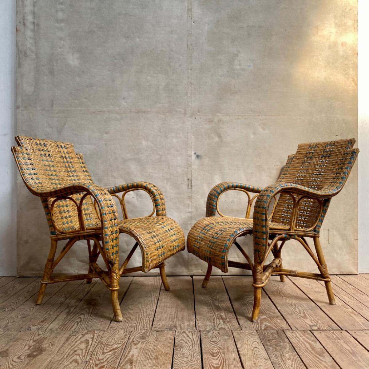 Rattan armchairs