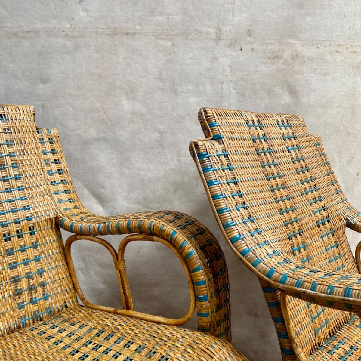 Rattan armchairs