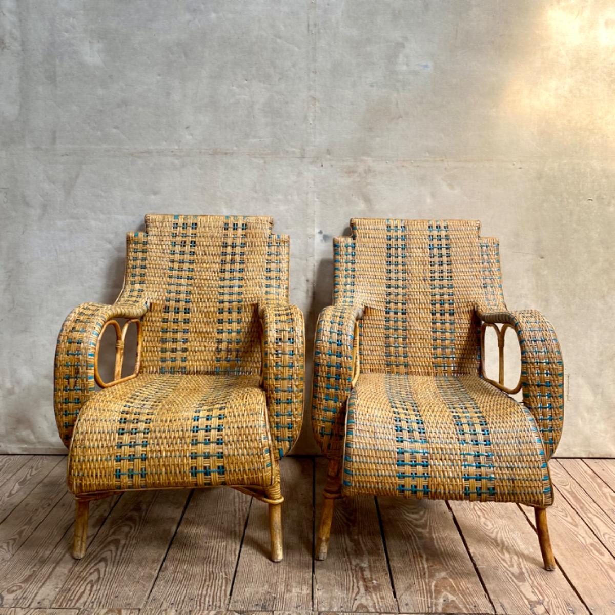 Rattan armchairs