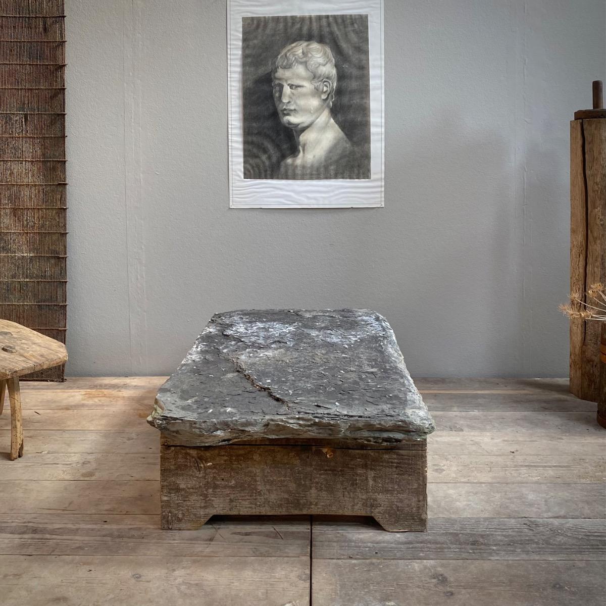 Stone & wood low table  