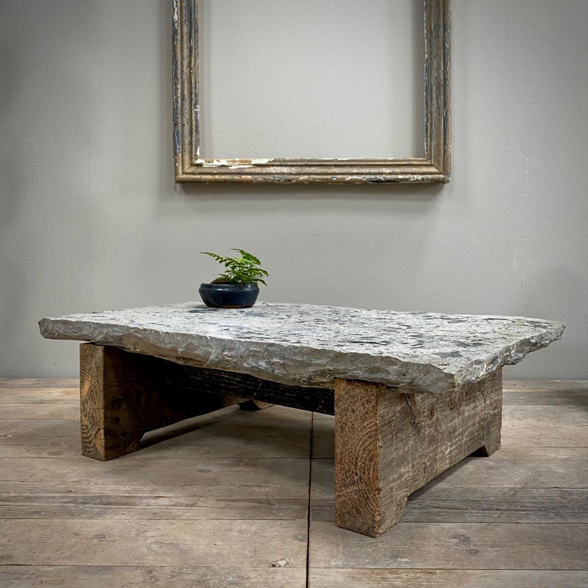 Stone & wood low table 