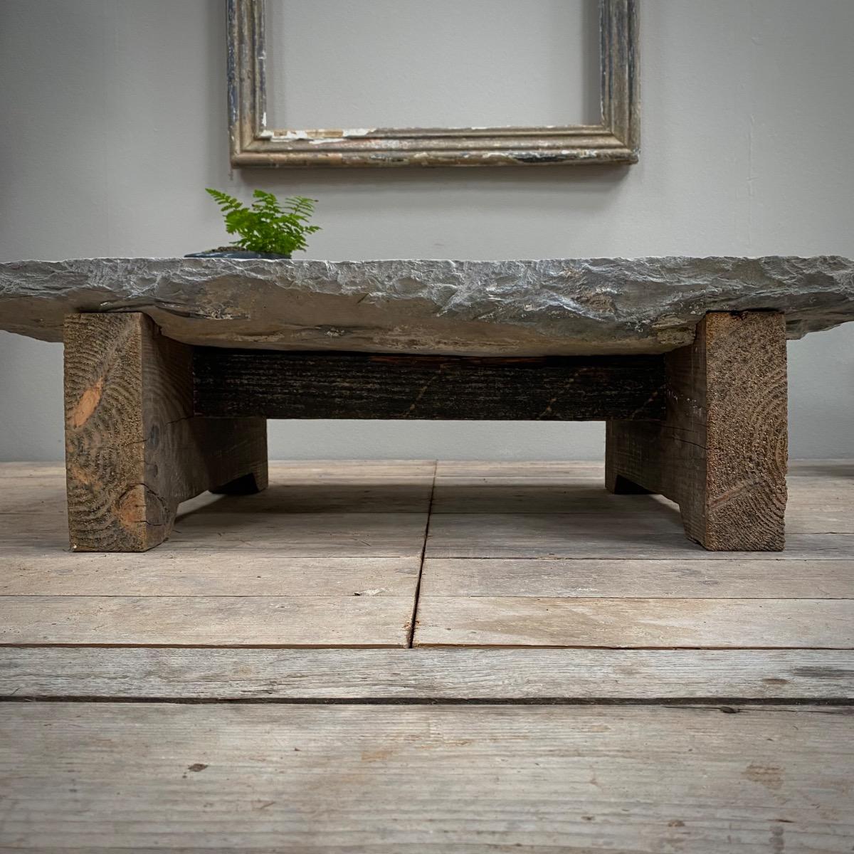 Stone & wood low table 