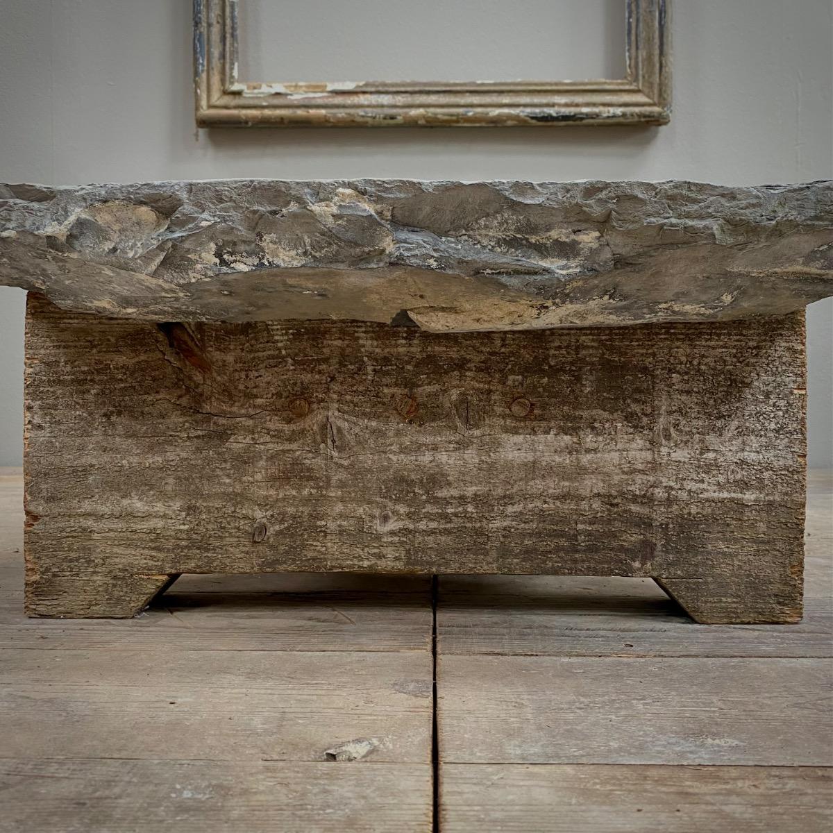 Stone & wood low table 