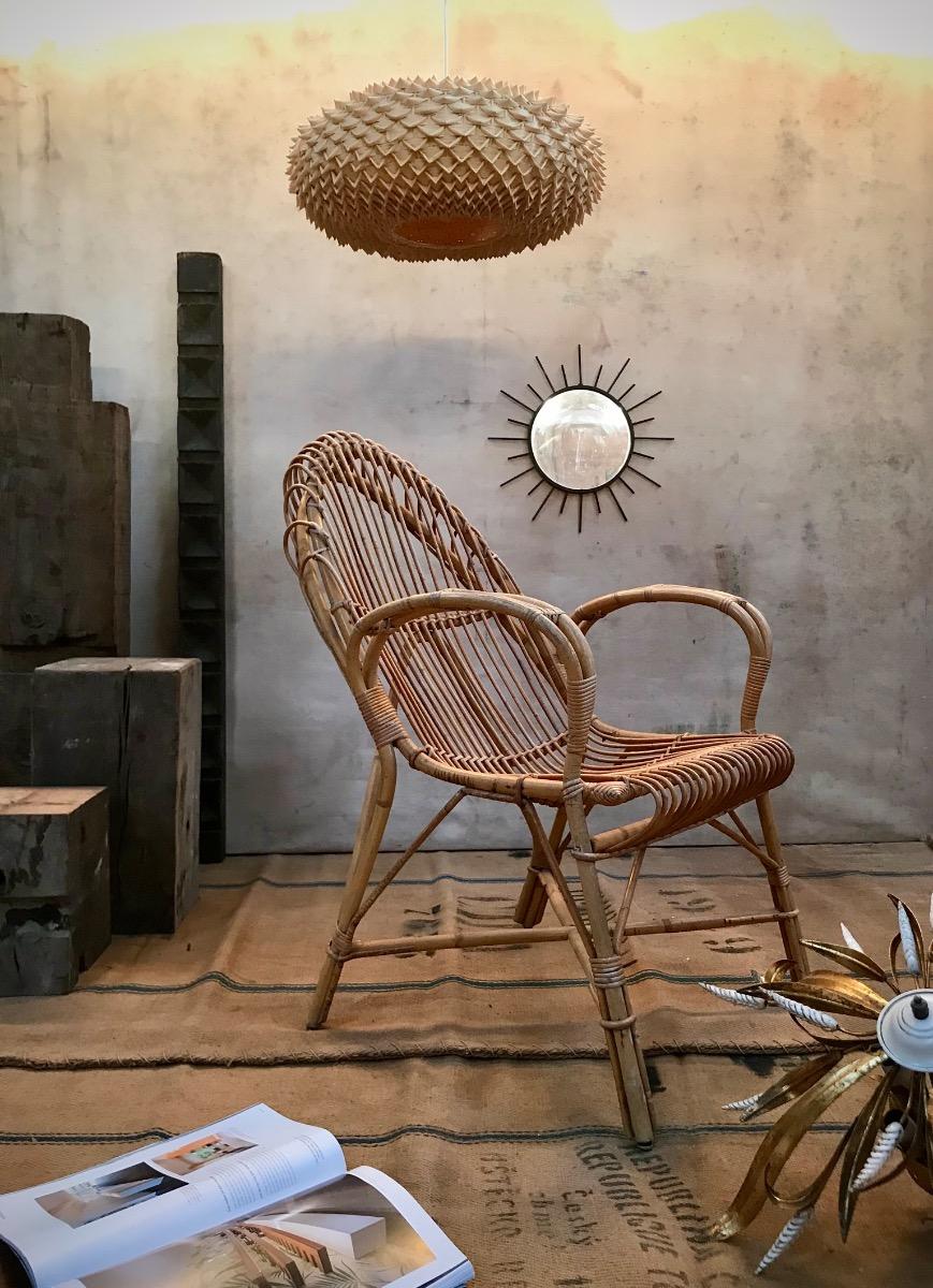 Vintage rattan armchair hot sale